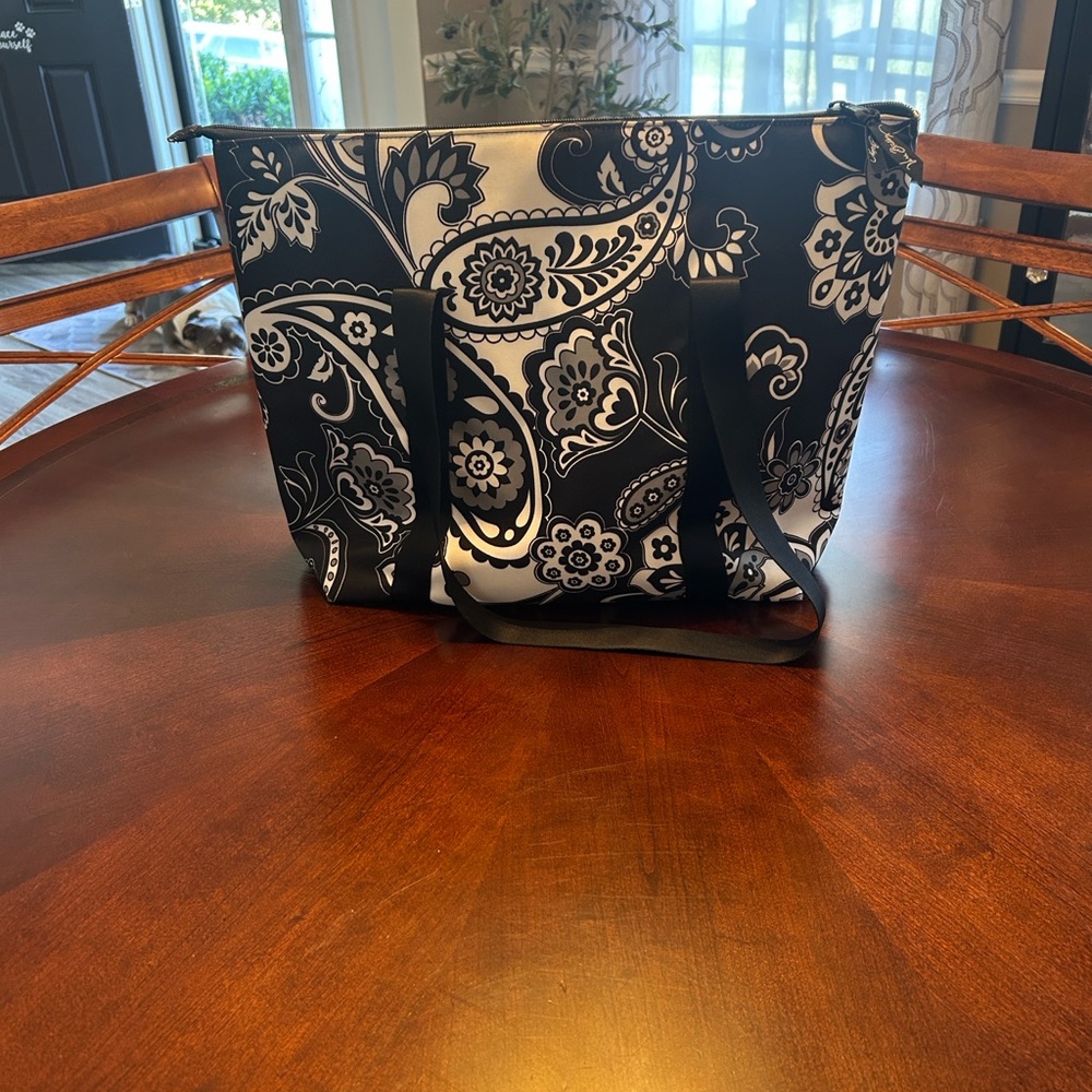 Vera Bradley Black and White Paisley Insulated Tote Bag